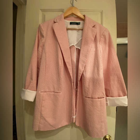 Ralph Lauren Jackets & Blazers - Ralph Lauren Women's Striped
One-Button Cotton Blazer Jacket Size 16W
